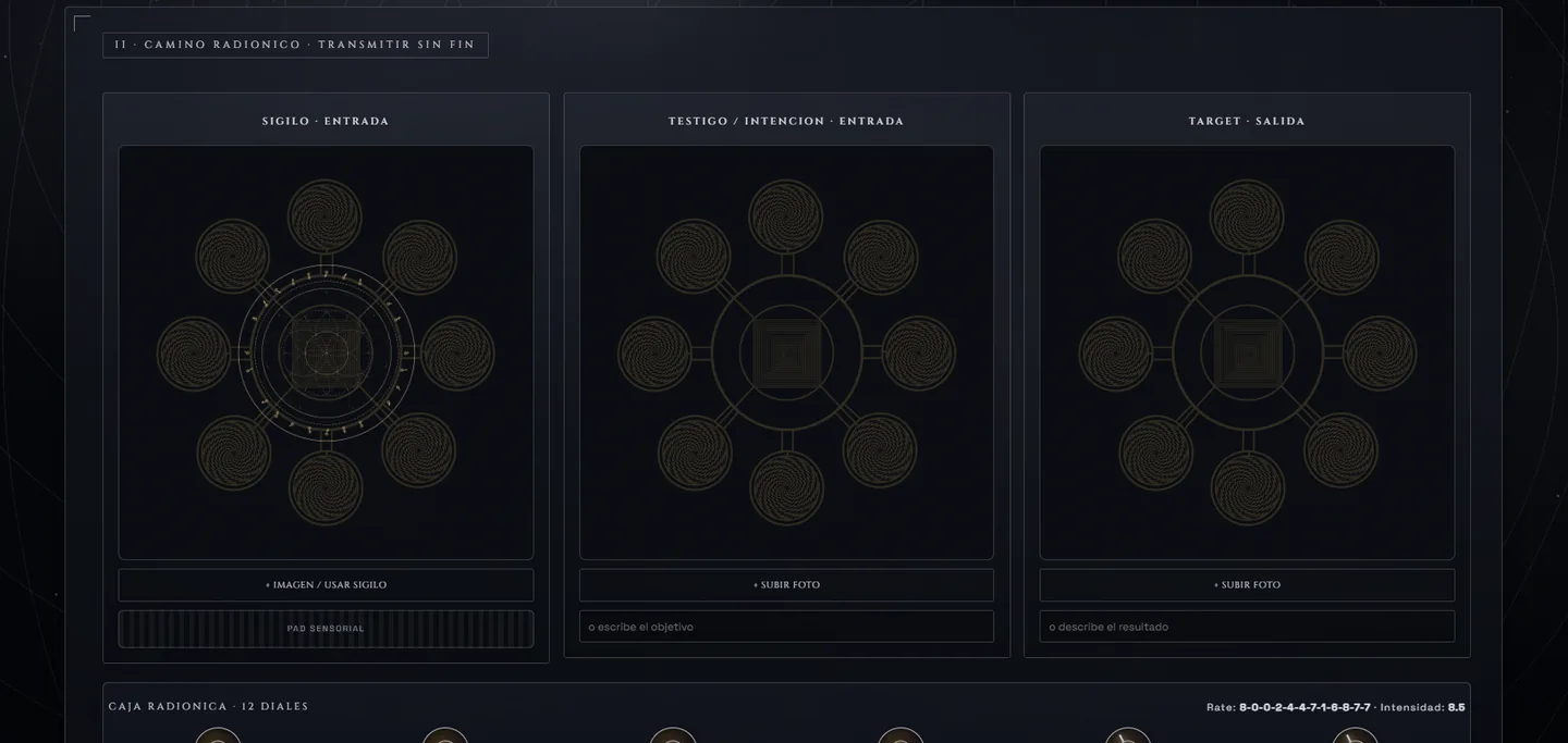 Radionic console: sigil, witness and target